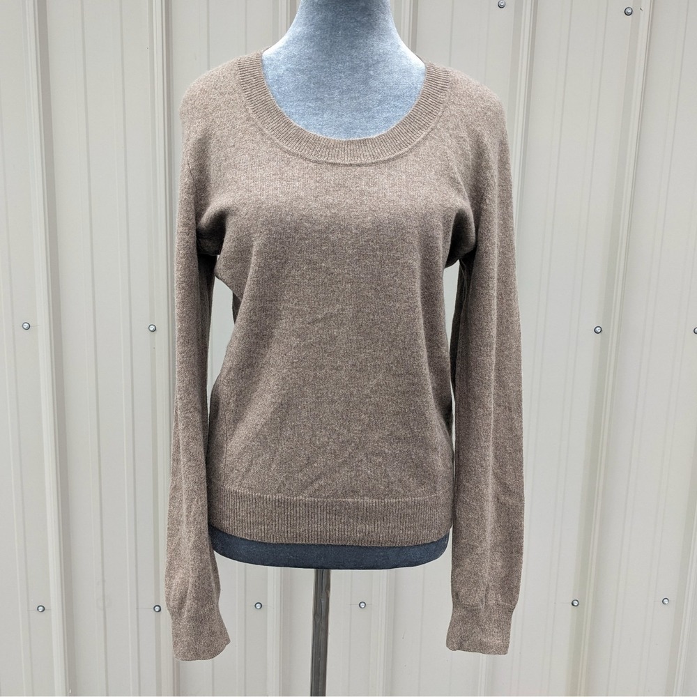 Prive Brown Cashmere Sweater M Scoop Neck Long Sleeve Neutral Capsule Minimalist